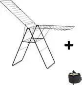 Bol.com Brabantia HangOn Droogrek 25m - Inklapbaar Wasrek - met Wasknijpertasje - Matt Black aanbieding