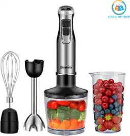 Bol.com 4-in-1 Staafmixer Set - Hakmolen - Hand Blender - 6 snelheden - 1200W - Incl. Accessoires aanbieding