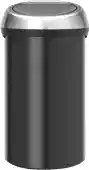 Bol.com Brabantia Touch Bin Prullenbak - 60 liter - Matt Black/Matt Steel Fingerprint Proof deksel aanbieding