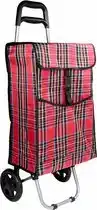Bol.com Benson Boodschappentrolley - rood/ruit - 92 x 34 x 27 cm - 40 liter aanbieding