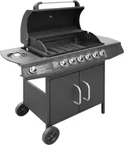 Bol.com vidaXL Gasbarbecue 6+1 kookzone zwart aanbieding