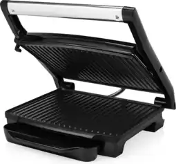 Bol.com Panini Grill Zwevend Bovendeksel Verticaal Opbergbaar - Groot Kookoppervlak - 30 x 24 cm Zwart aanbieding