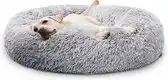 Bol.com Pet Perfect Donut Hondenmand 100 cm - Fluffy Hondenkussen - Hondenbed - Grijs - Wasbaar aanbieding