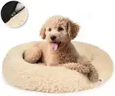 Bol.com Pet Perfect Donut Hondenmand 80 cm – Fluffy Hondenkussen – Met Rits - Beige - Extra Gevuld aanbieding