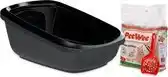 Bol.com PeeWee EcoGranda XXL Kattenbak Startpakket Zwart/Antraciet - 66,5 x 48,5 x 28 cm aanbieding