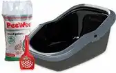 Bol.com Peewee Kattenbak EcoMinor zwart / antraciet Startpakket - 56 x 39 x 27.5cm aanbieding