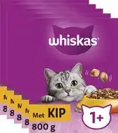 Bol.com Whiskas Kattenbrokken - Adult 1+ - Adult - Kip - doos 5x800g aanbieding
