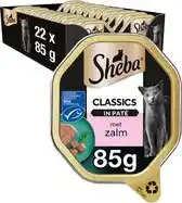 Bol.com Sheba Kattenvoer - Classic Paté - Natvoer - Zalm - kuipjes 22x85g aanbieding