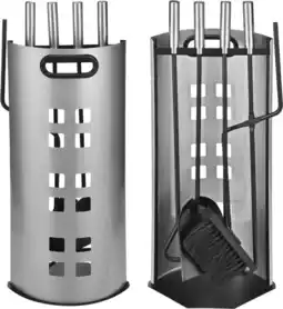 Bol.com Haushalt 5-delige Haardgereedschapsset - 23x15x52 cm - Zilverkleurig aanbieding