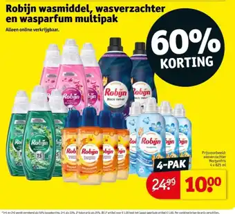 Kruidvat Robijn wasmiddel, wasverzachter en wasparfum multipak aanbieding