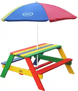 Bol.com AXI Nick Picknicktafel met Parasol in Regenboog kleuren - Picknick tafel voor kinderen van FSC hout aanbieding