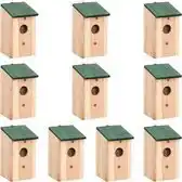 Bol.com vidaXL - Vogelhuisjes - 10 - st - 12x12x22 - cm - massief - vurenhout aanbieding