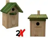 Bol.com GARDEN SPIRIT Set 2 Vogelhuisje 12,5 x 13 x 27 - Nestkastje Koolmees aanbieding