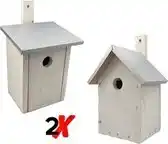 Bol.com GARDEN SPIRIT Vogelhuisje set 2 - dak zink - Nestkast koolmees wit aanbieding