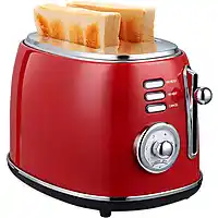 Bol.com MOA Retro Broodrooster - BPA Vrij - Toaster met 2 Extra Bede Sleuven - 6 Warmteniveaus - 850W - Rood aanbieding