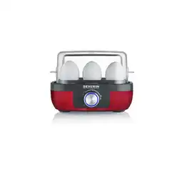 Bol.com Severin EK 3168 Eierkoker Rood metallic rvs-zwart 1-6 eieren aanbieding