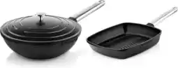 Bol.com Westinghouse Performance 2-delige Pannenset – Wokpan 28 cm + Grillpan 28 cm – Inductie – Zwart aanbieding