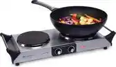 Bol.com KitchenBrothers Elektrische Kookplaat - 2 Pits - 2500W - RVS aanbieding