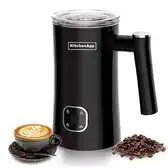 Bol.com KitchenApp Melkopschuimer elektrisch - Opschuimen en verwarmen - 4 in 1 - 350ML - Zwart - PFAS vrij aanbieding