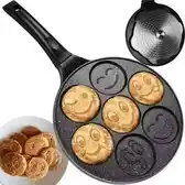 Bol.com Ruhhy koekenpan voor pancakes/eieren - zwart - D26 cm - smile - anti aanbaklaag - 7 vormpjes aanbieding