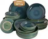 Bol.com Palmer - Miami - Serviesset - 6 persoons - 24 delig - Groen/Turquoise - Stoneware - Bordenset aanbieding