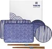 Bol.com Tokyo Design Studio Nippon Blue Sushi Servies - Porselein - 6 delig - 2 persoons aanbieding