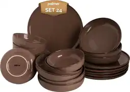 Bol.com Palmer - Antigo - Serviesset - 6 persoons - 24 delig - Bruin - Porselein - Bordenset aanbieding