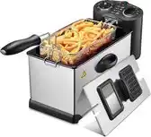 Bol.com DESKI Friteuse - Frituurpan - 3 Liter - 2000 Watt - Zilver aanbieding