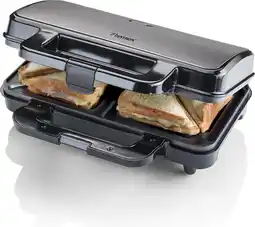 Bol.com Bestron Tosti apparaat - ASM90XLTG - 900W - Voor 2 tosti's - Anti aanbaklaag - Titangrijs aanbieding