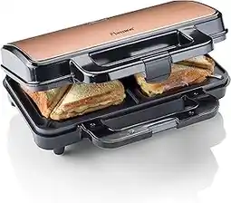 Bol.com Bestron Tosti apparaat - ASM90XLCO - 900W - Voor 2 tosti's - Anti aanbaklaag - Koper aanbieding