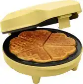 Bol.com Bestron Wafelijzer - ASW217V - 700W - 5 hartvormige wafels - Anti aanbaklaag - Geel aanbieding