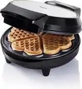 Bol.com Bestron Wafelijzer - AWM700S - 700W - 5 hartvormige wafels - Anti aanbaklaag - Zilver/Zwart aanbieding