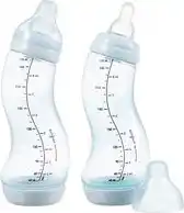 Bol.com Difrax Babyfles 250 ml Natural - S-fles - Anti-Colic - Lichtblauw- 2 stuks aanbieding