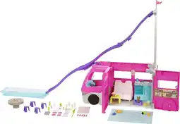 Bol.com Barbie - Droomcamper Barbie auto - Speelset met Barbie meubels en glijbaan aanbieding
