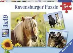 Bol.com Ravensburger puzzel Schattige Pony's - 3x49 stukjes - kinderpuzzel aanbieding