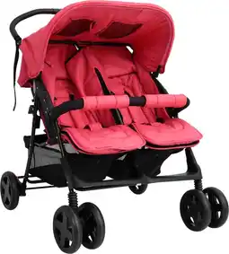 Bol.com vidaXL - Tweelingkinderwagen - staal - rood aanbieding
