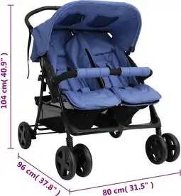 Bol.com vidaXL - Tweelingkinderwagen - staal - marineblauw aanbieding