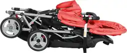 Bol.com vidaXL - Kinderwagen - dubbel - staal - roze - en - zwart aanbieding