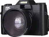 Bol.com Trendy Digitale 4K Vlog Camera | Wi-Fi | 16 GB Geheugenkaart | 2 Extra Lenzen aanbieding