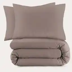 Wehkamp NOUS Living basis dekbedovertrek lits-jumeaux - taupe (240x220 cm) aanbieding