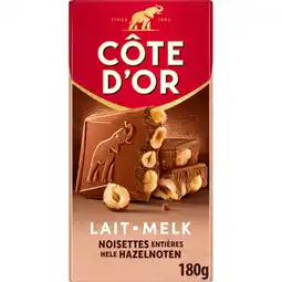 Jumbo Côte d'Or Bloc Chocoladereep Melk Hele Hazelnoten 180g aanbieding