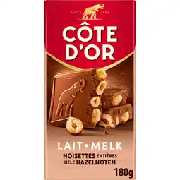 Jumbo Côte d'Or Bloc Chocoladereep Melk Hele Hazelnoten 180g aanbieding
