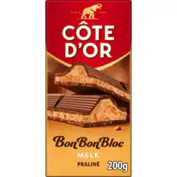 Jumbo Côte d'Or BonBonBloc Chocoladereep Praliné Melkchocolade 200g aanbieding
