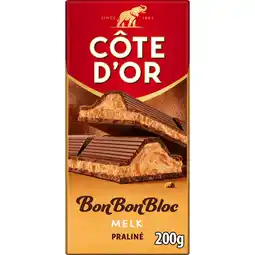 Jumbo Côte d'Or BonBonBloc Chocoladereep Praliné Melkchocolade 200g aanbieding