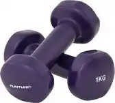 Bol.com Tunturi Dumbbell set - 2 x 1,0 kg - Vinyl - Paars - Incl. gratis fitness app aanbieding