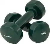 Bol.com Tunturi Dumbbell set - 2 x 2,0 kg - Vinyl - Groen - incl. gratis fitness app aanbieding