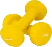 Bol.com Tunturi Dumbbell set - 2 x 1,5 kg - Vinyl - Geel - Incl. gratis fitness app aanbieding