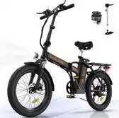 Bol.com Hitway Elektrische Fiets BK11 | E-bike | 250W Motor | Fat Tire | 12Ah | 20 Inch | Zwart/Oranje aanbieding