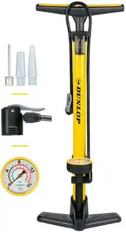 Bol.com Dunlop Fietspomp met Drukmeter - staande pomp voor 3 ventielen - incl. adaptors aanbieding
