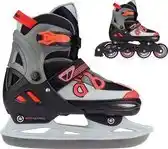 Bol.com Nijdam 2-in-1 Combo Skeelers Kind Verstelbaar - IJshockey - Zwart/Rood - Maat 33-36 aanbieding